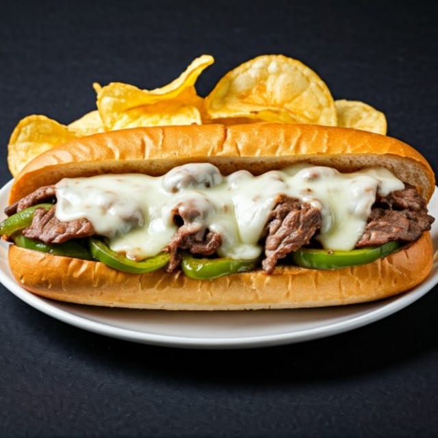 SMOTHERED STEAK SANDWICH.