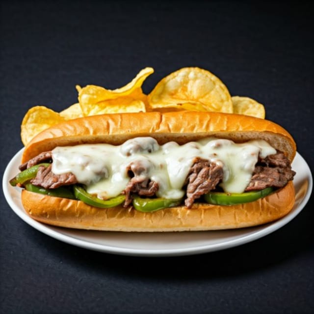 SMOTHERED STEAK SANDWICH.