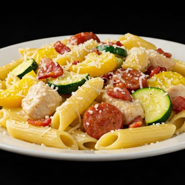 Chicken And Sausage Carbonara.