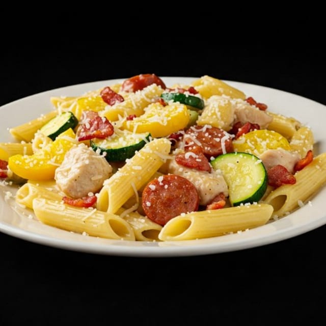 Chicken and Sausage Carbonara.