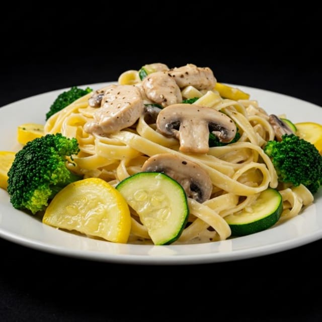 Fettuccini Primavera with Chicken.