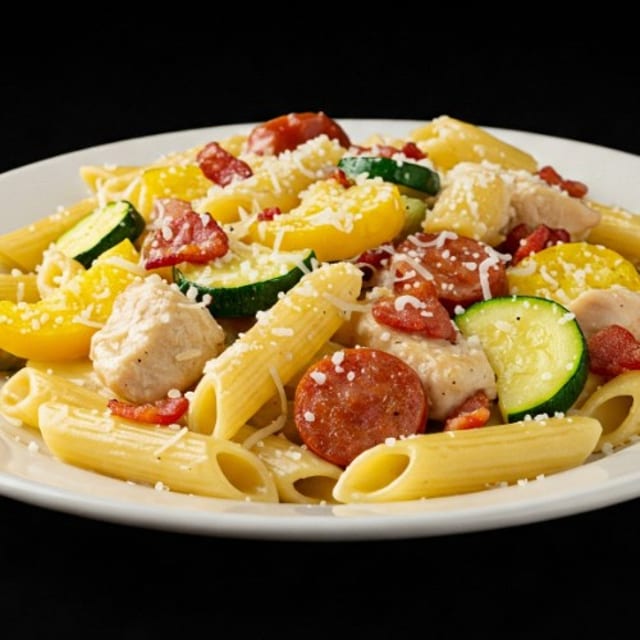 Chicken and Sausage Carbonara.