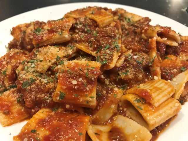 RAGU ALLA BOLOGNESE (Meat Sauce with Rigatoni).