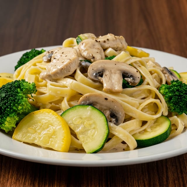 Fettuccini Primavera with Chicken.