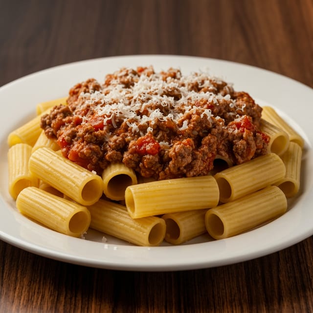 Rigatoni with Hearty Meat Sauce.