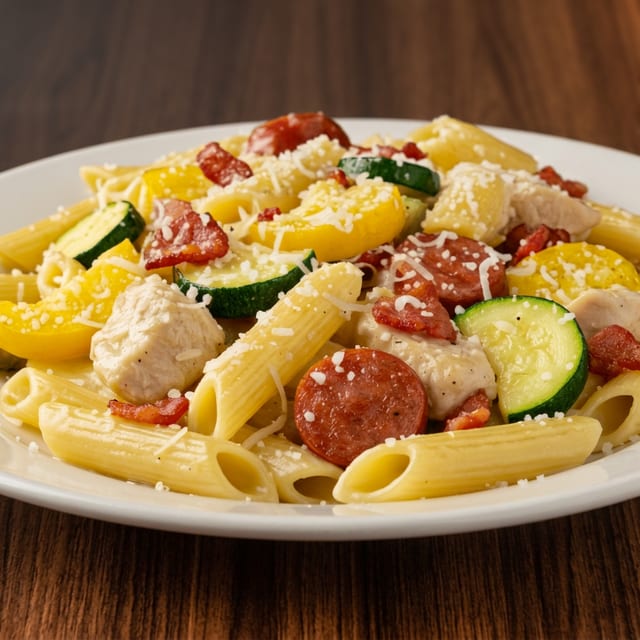 Chicken and Sausage Carbonara.