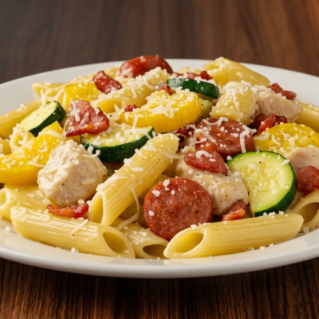 Chicken And Sausage Carbonara.