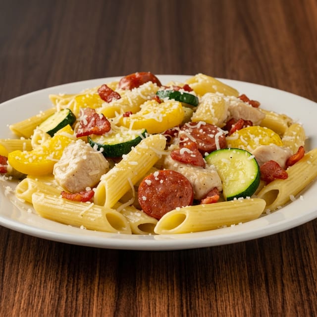 Chicken and Sausage Carbonara.