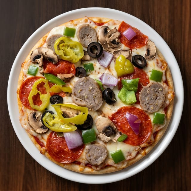 1/2 FLATBREAD PIZZA AND SALAD.