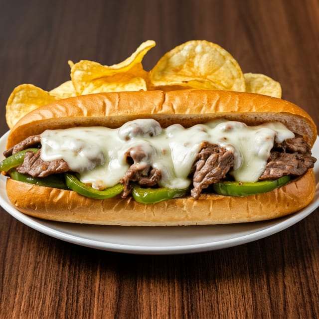 SMOTHERED STEAK SANDWICH.