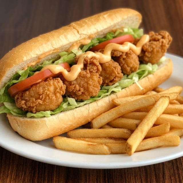 SHRIMP PO BOY SANDWICH.