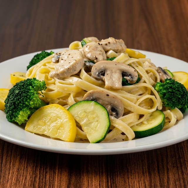 Fettuccini Primavera with Chicken.