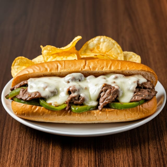 SMOTHERED STEAK SANDWICH.