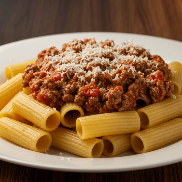 Rigatoni with Hearty Meat Sauce.
